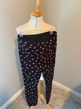 CAbi Black Lean Leggings with Pink Floral Dot Print #4142
